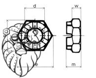 matice korunková nízká ocel tř.4 bezPÚ